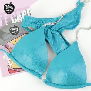 Turquoise Blue Plain Competition Bikini Suit